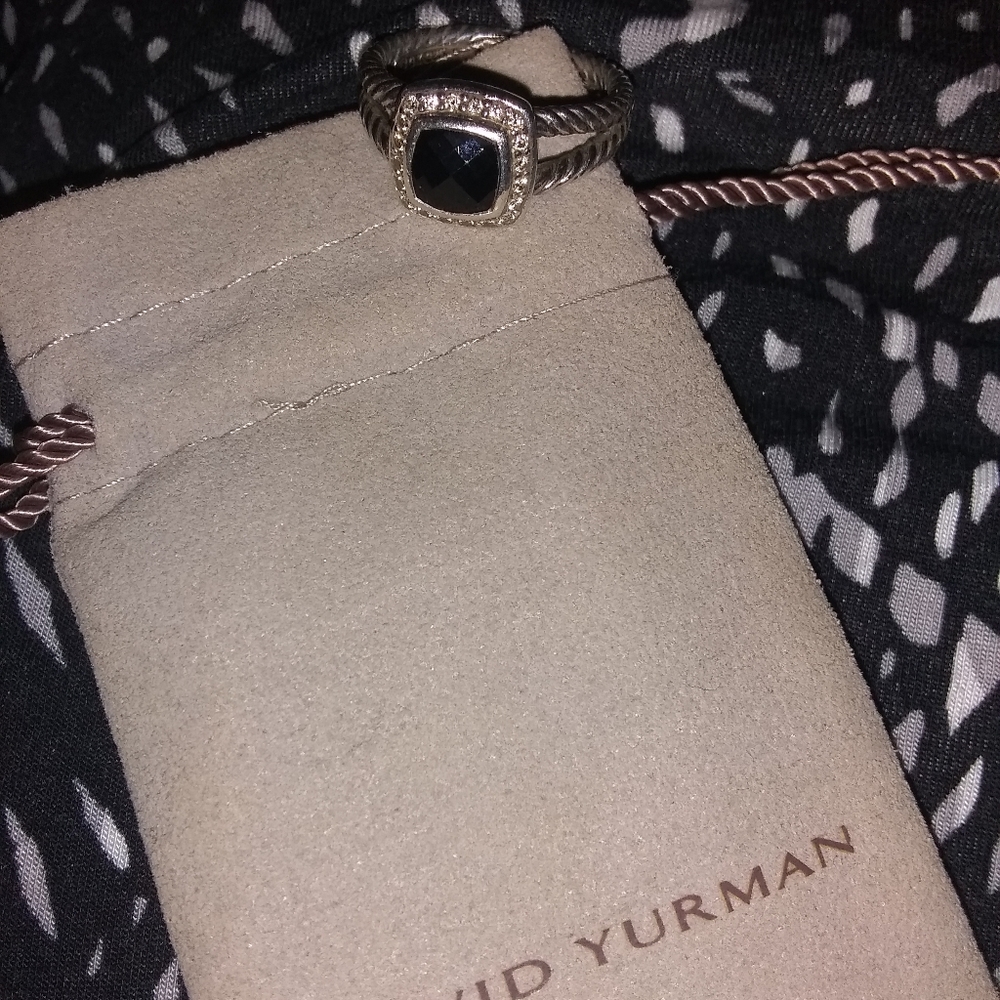 David Yurman onyx and diamond ring have original paperwork from jeweler.